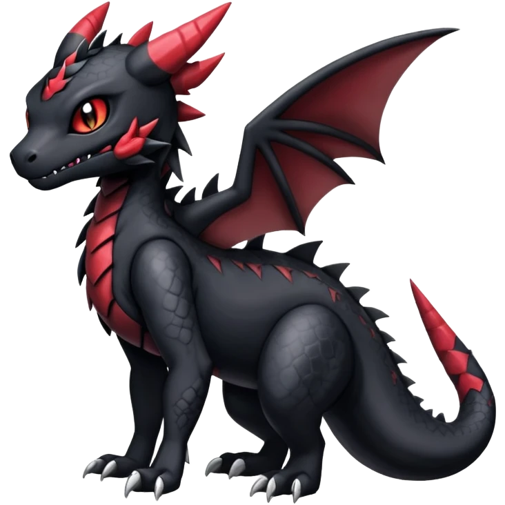 Gothic Scaly Cute Badass Gloomy Dark Guilmon-Salandit-Umbreon-Fakémon-hybrid-creature (full body)  emoji