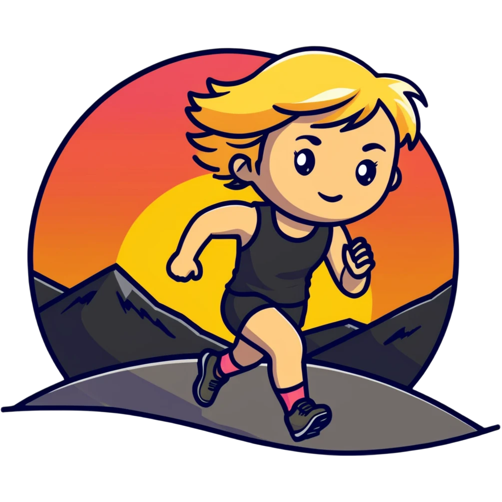 trailrunner girl blondie on sunset emoji