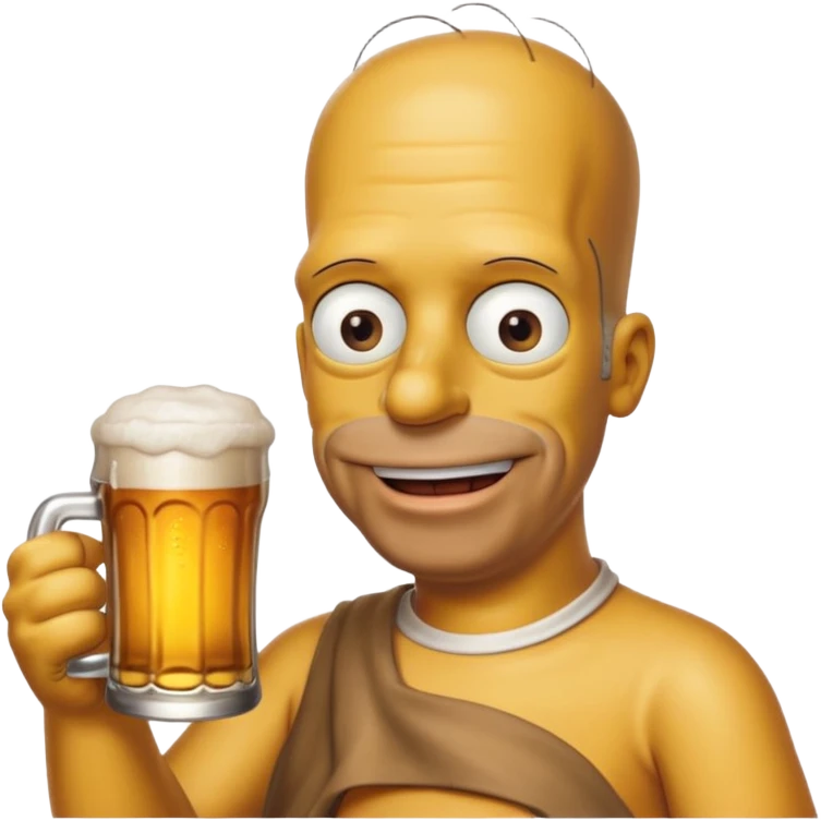 homer simpson no hair  smiling with a beer emoji