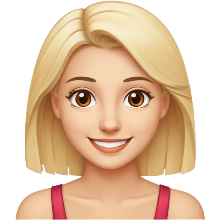 smiling blonde woman with brown eyes  emoji