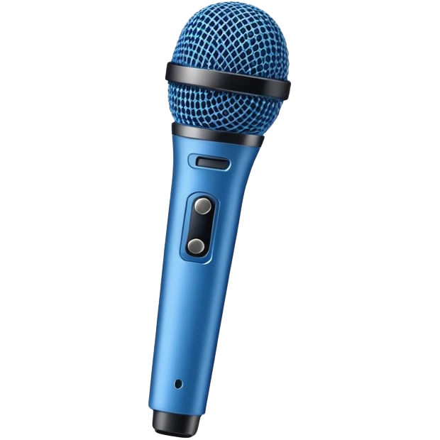 A blue microphone with no details or buttons. Minimalist design, focusing on the simple, clean shape of the microphoneils emoji