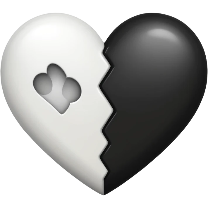 A half black heart and half white heart emoji emoji