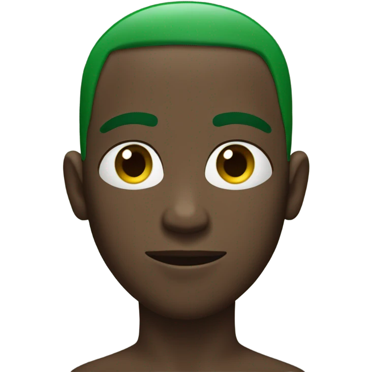 black guy with no shirt with his palm on his face and short green hair emoji