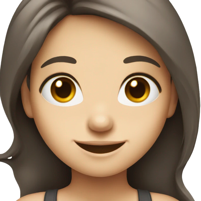 white Skin smiling girl with dark brown Long  hair  emoji