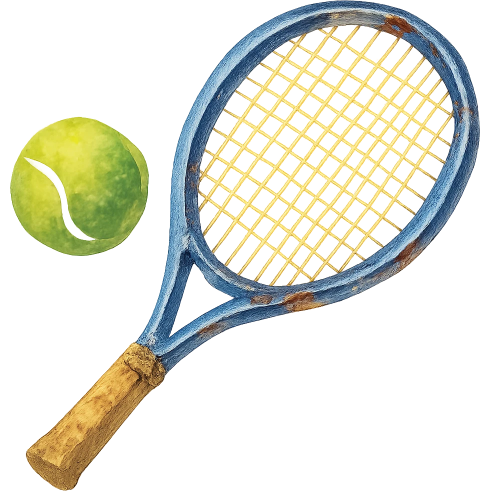 watercolor style tennis ball and racket emoji