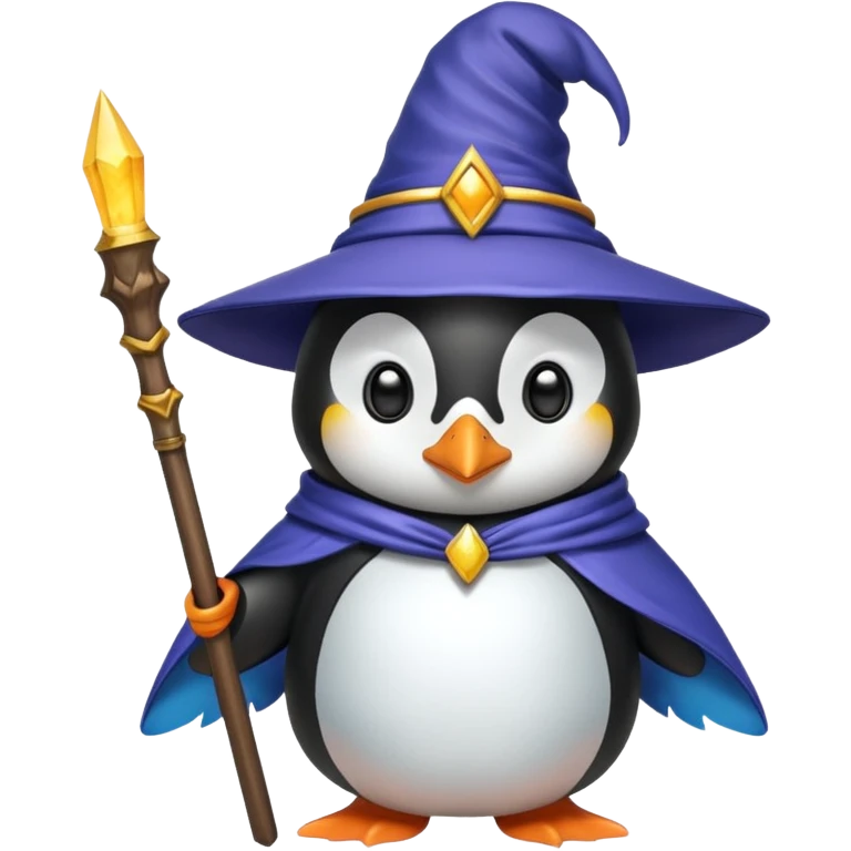 Penguin wearing a wizard costume. emoji
