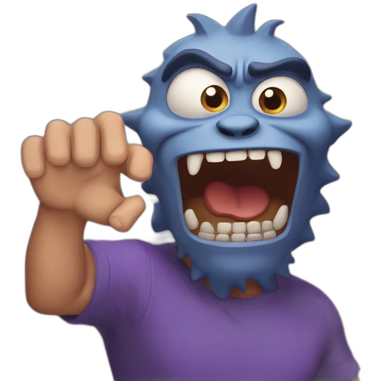 A man acting like a monster with his hand and his face says grrr. His hands are visible !  emoji