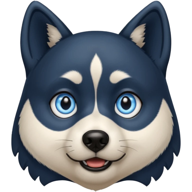 Dark black Husky with blue eyes with a very confused look on his face emoji