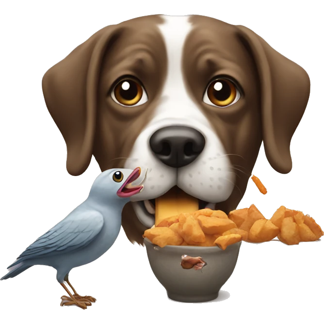 Dog eating birds  emoji
