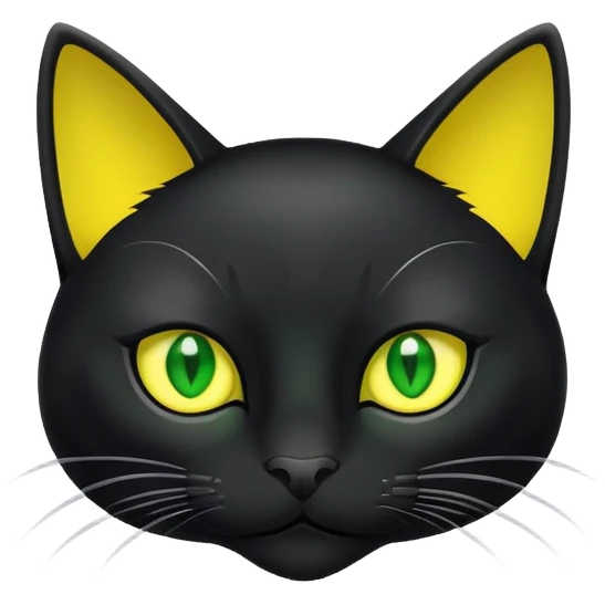Black Cat with green and yellow eyes  emoji