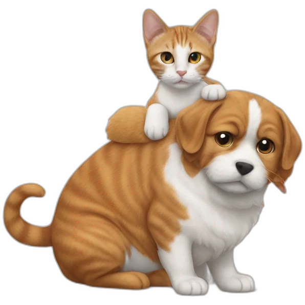 cat on the back of a dog emoji