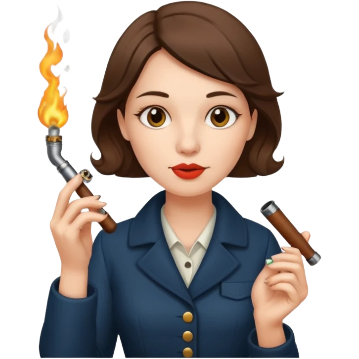 Woman smoking a pipe with a lighter  emoji