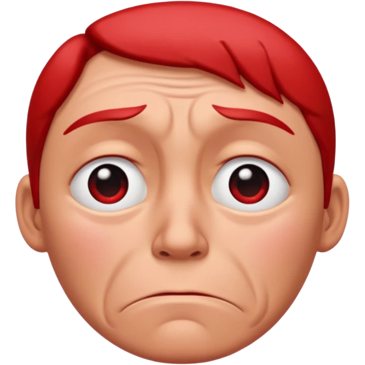 a very sad face that's red emoji