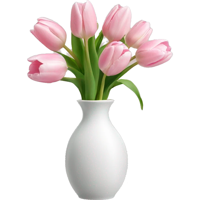 Light pink tulips in white vase emoji