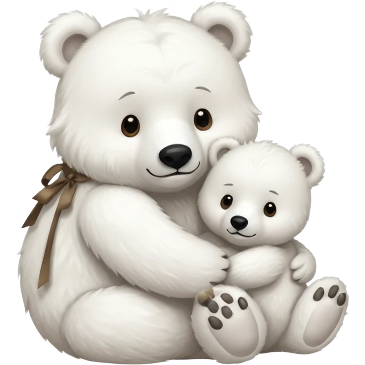 White bear with baby bear emoji