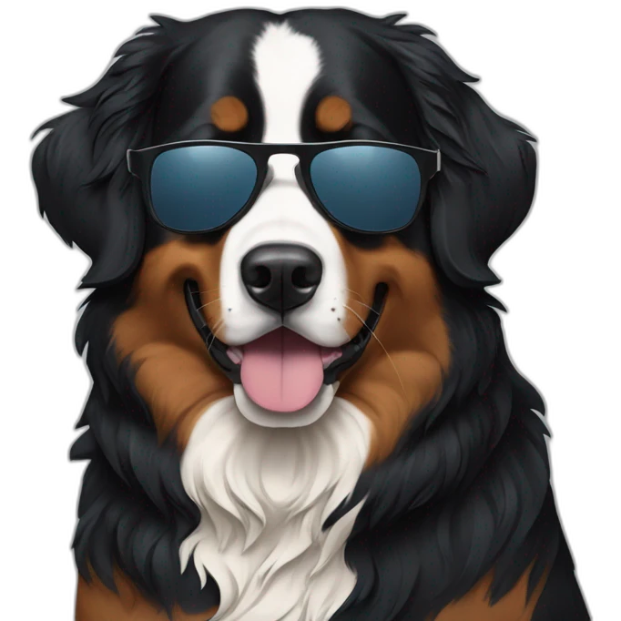 Bernese Mountain Dog wearing sunglasses emoji