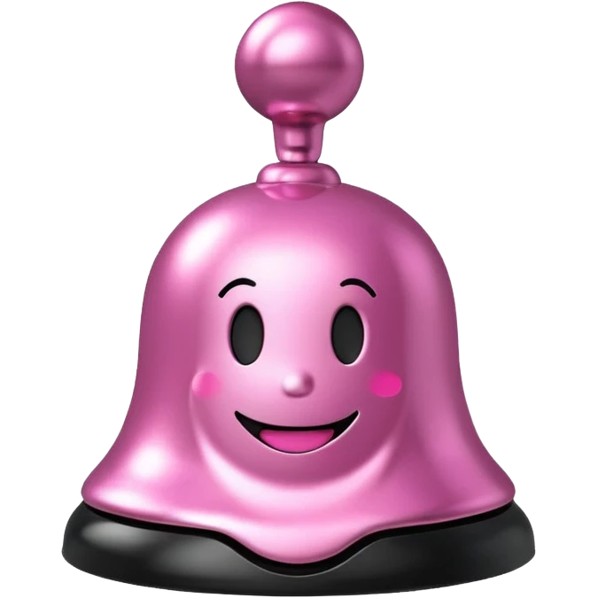 pink call bell with chrome and black base with smiley face on it emoji