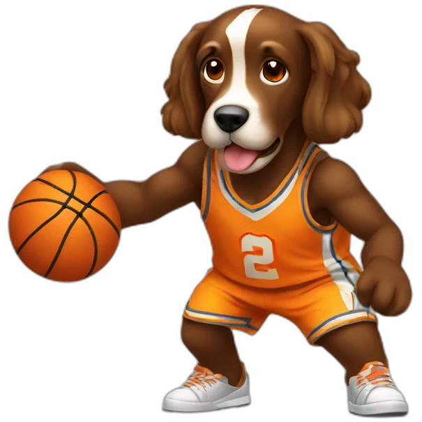 cocker fire black playing basketball emoji