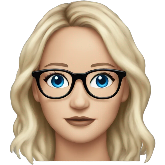 Realistic Jennifer Lawrence wearing black glasses and blue eyes  emoji