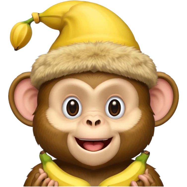 monkey with banana hat emoji