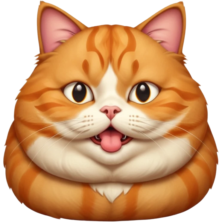 fat obese cat with huge bulging eyes and giant tongue out emoji