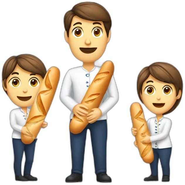 French people holding a baguette emoji