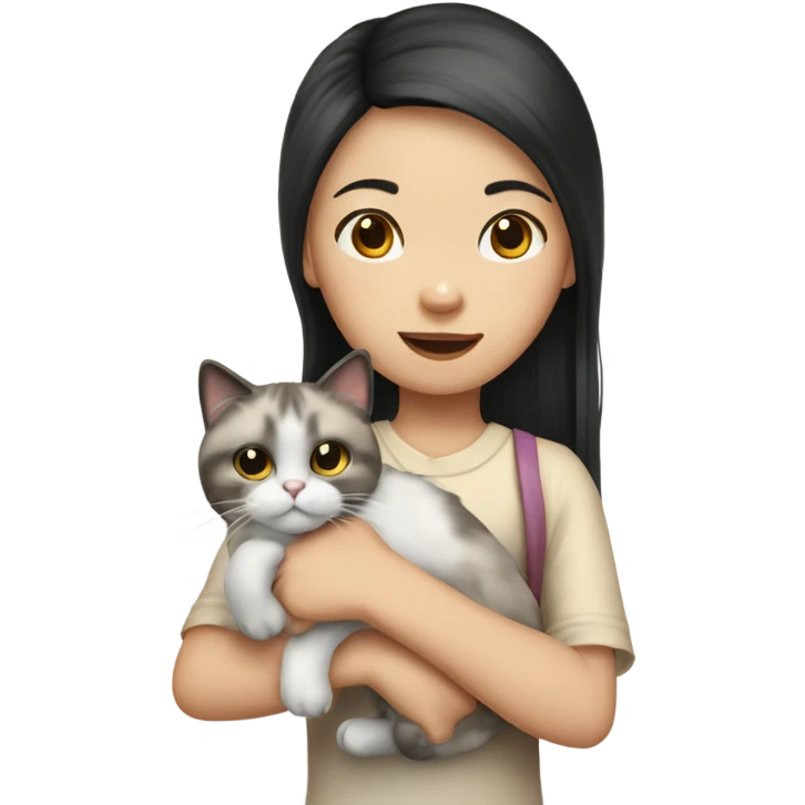 Chinese girl hand a Ragdoll cat  emoji