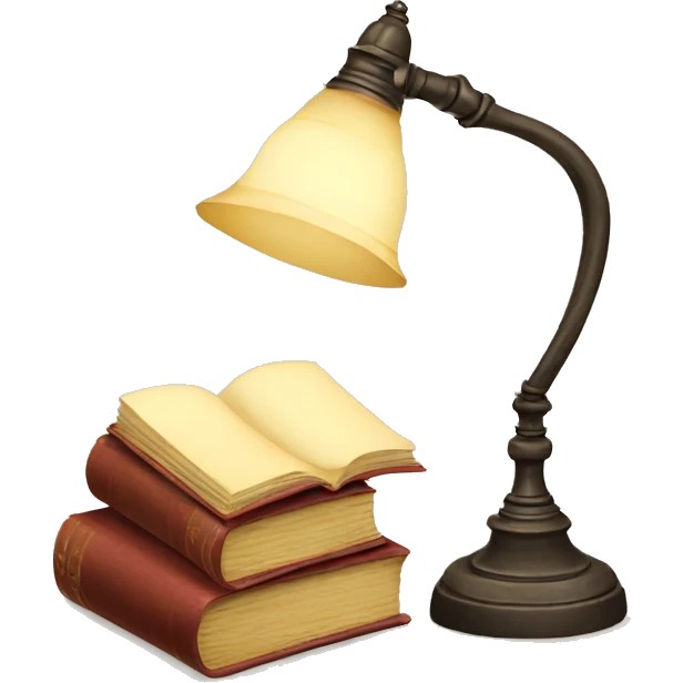 vintage lamp with open book emoji