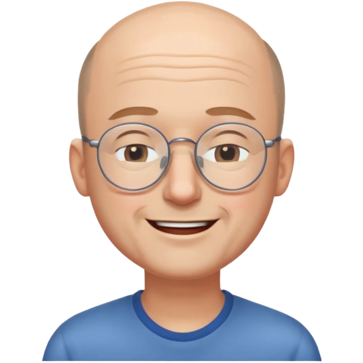 Balding man eyeglasses with eyes closed smiling emoji