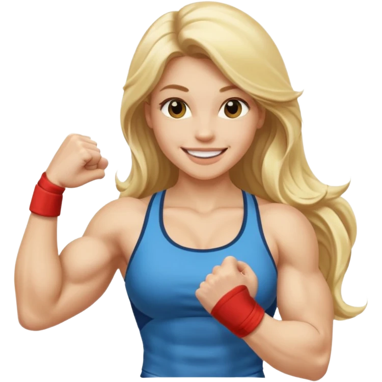 blonde long hair young women show biceps emoji emoji