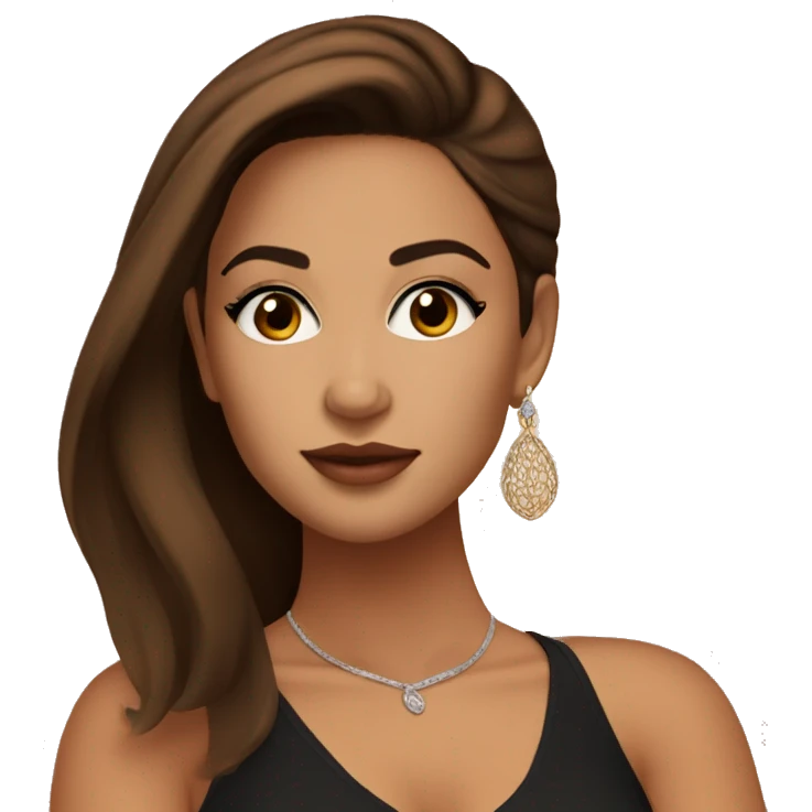 Light Latina makeup girl with lashes a black crop top and medium long straight brown hair with earrings  emoji