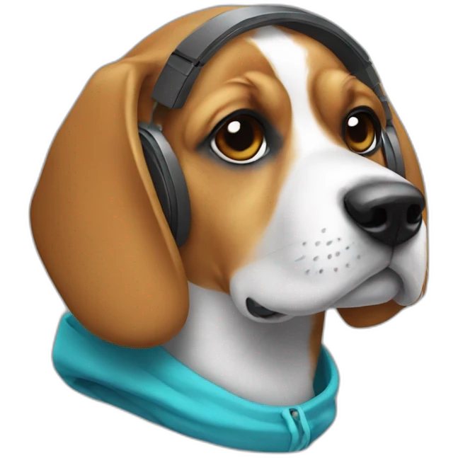 beagle with hoddie and headphones emoji