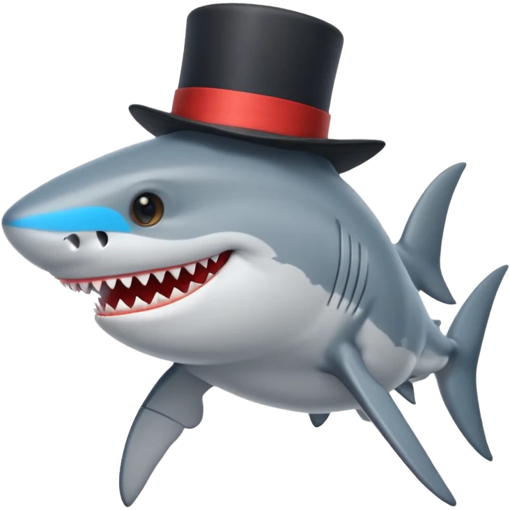 Shark with a top hat emoji