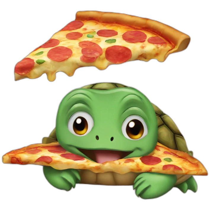 Turtle eating pizza emoji