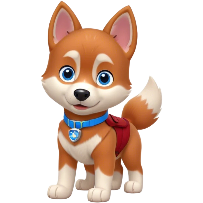 cute, disney red siberian husky with blue eyes; paw patrol style emoji
