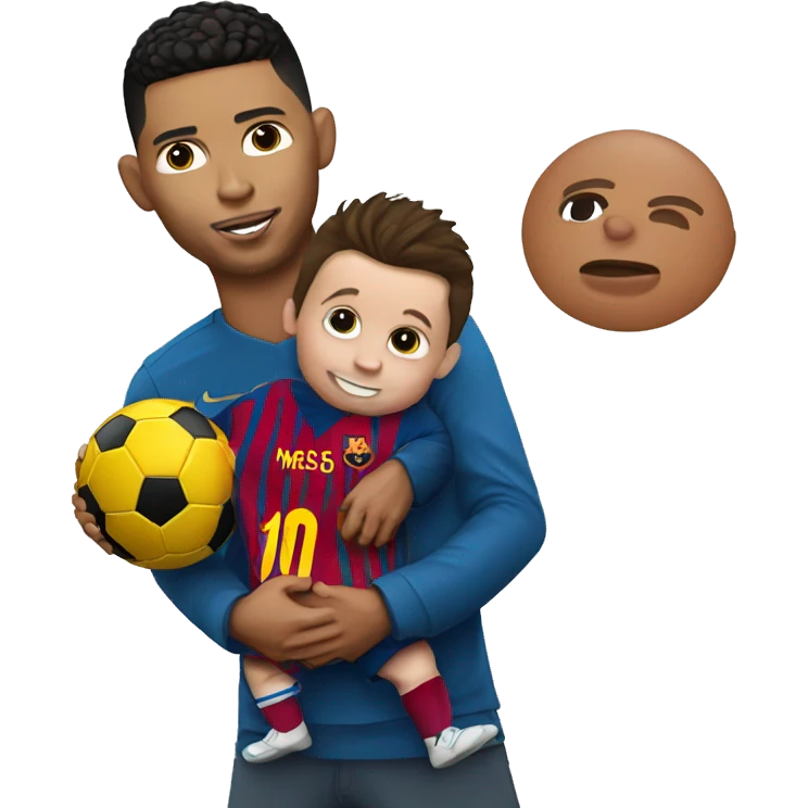 make ronaldo holding a messi as a baby emoji