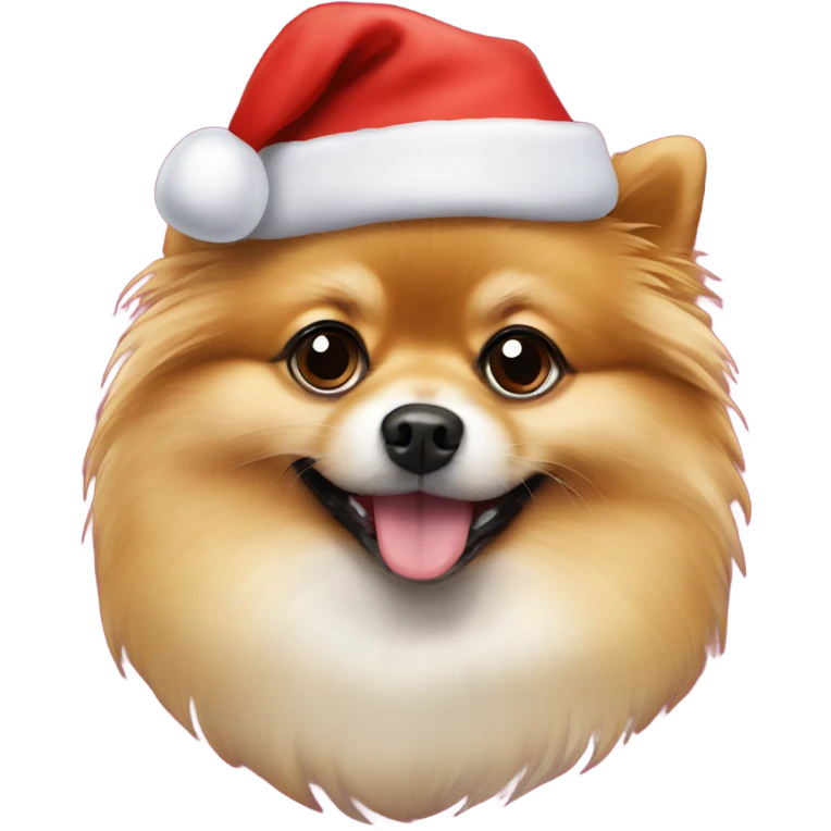 Pomeranian wearing Christmas hat emoji