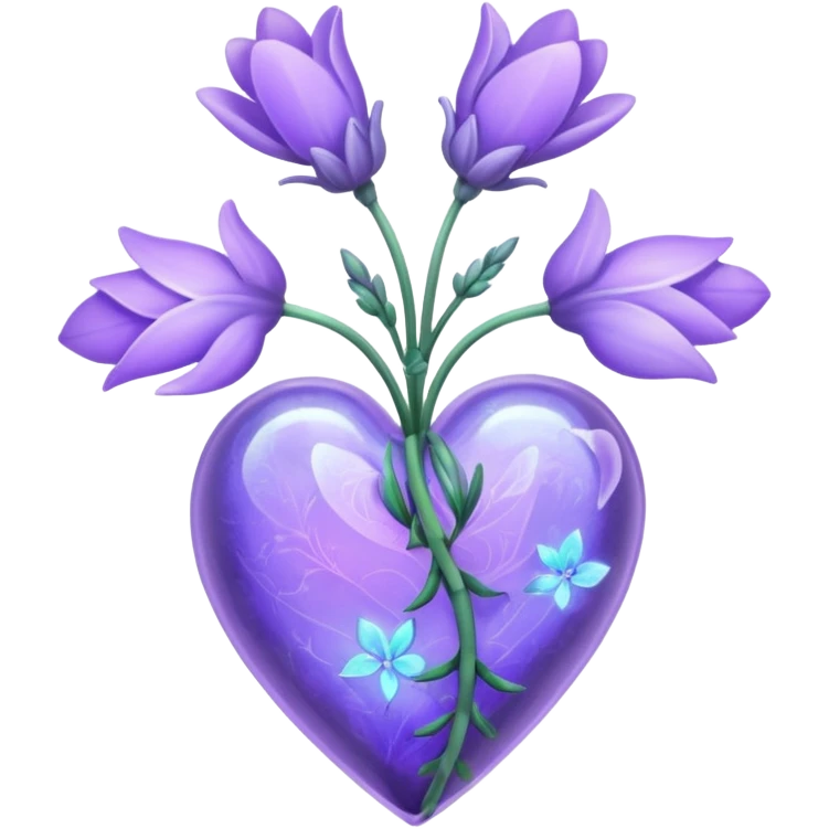 create a holographic lavender plant that wraps around a lavender colored heart emoji