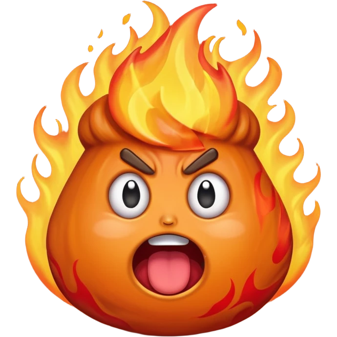 Extremely angry flaming poop emoji