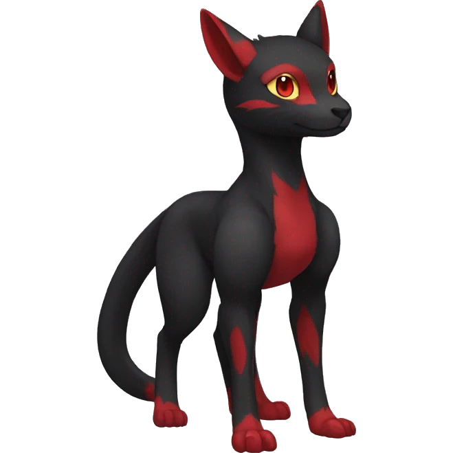 Cute cool black red animal hybrid Fakemon full body emoji