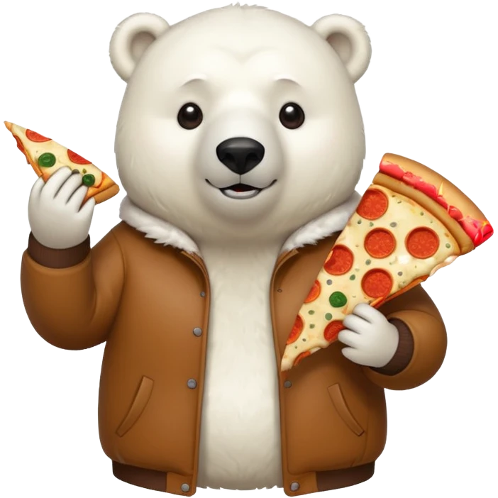 polar bear with pizza wearing jacket emoji