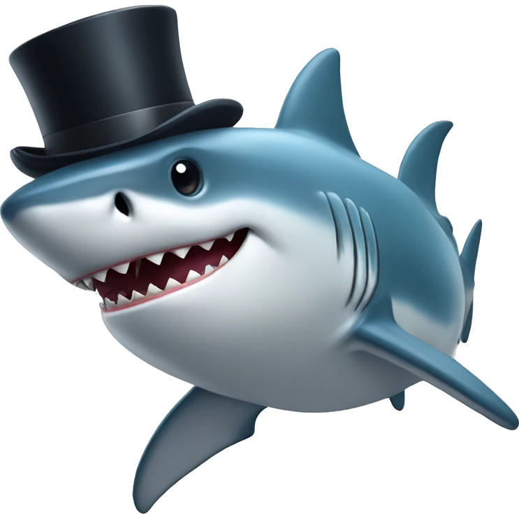 Shark with a top hat emoji