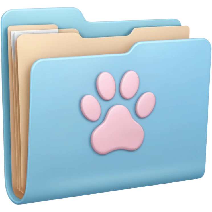a pastel folder of documents with a pawprint on it emoji