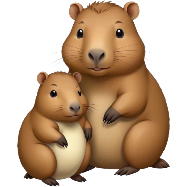cute capybara with baby emoji