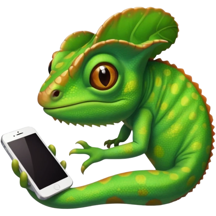 Chameleon using an iPhone emoji