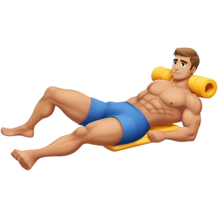 buff guy lying lats down on foam-roller emoji