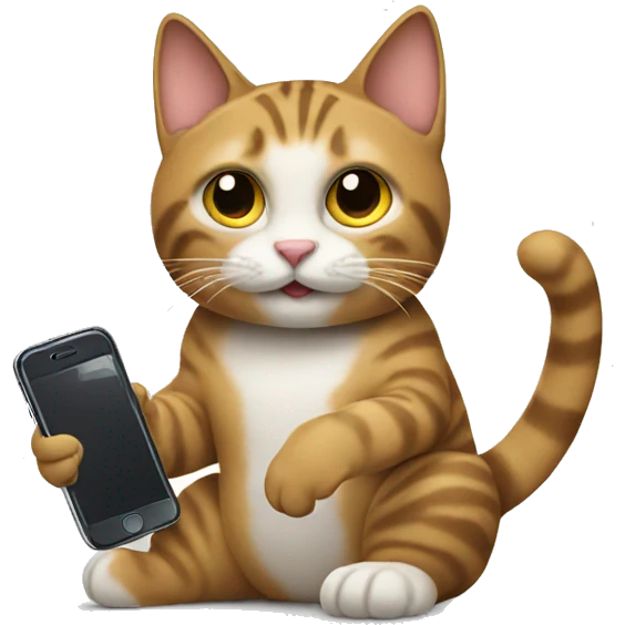 Cat holding phone emoji