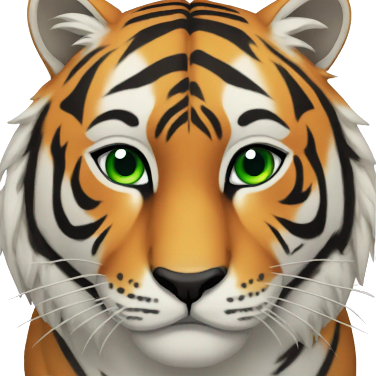 Tiger pack with green eyes emoji