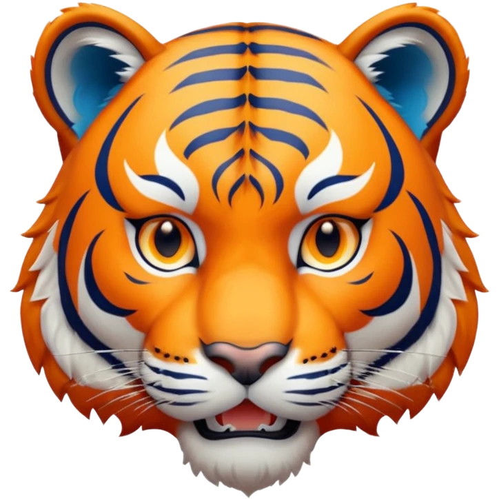 tiger all in blue color with orange eyes emoji