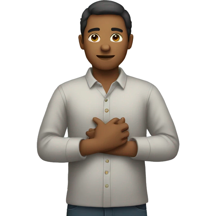 person with hands on chest emoji